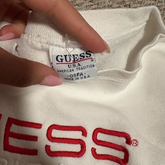 GUESS Americana Vintage White Embroidered Pullover Sweater- One Size Fits Most - Picture 4 of 6